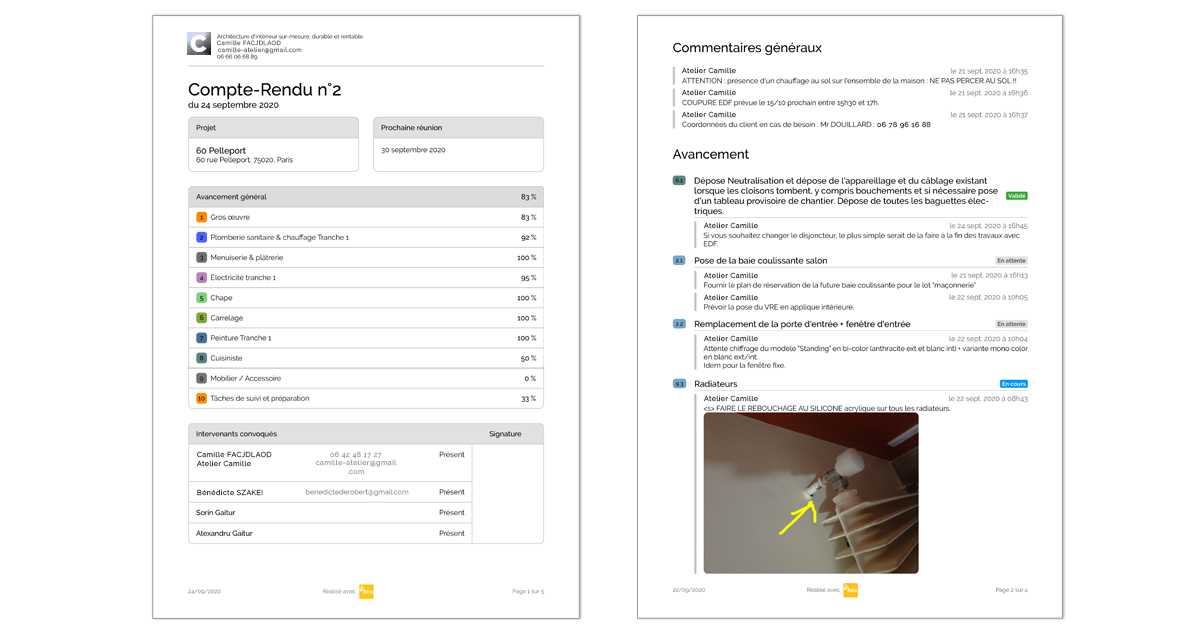 Exemple de compte-rendu de chantier