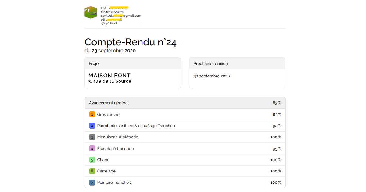 Exemple de compte-rendu de chantier